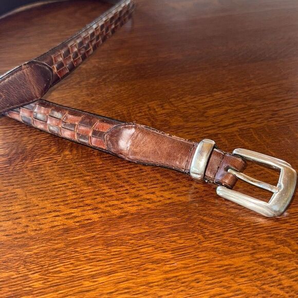 Vintage PGA Tour Men's Brown Top Grain Leather Belt Size 42 Silver Buckle - Picture 2 of 14